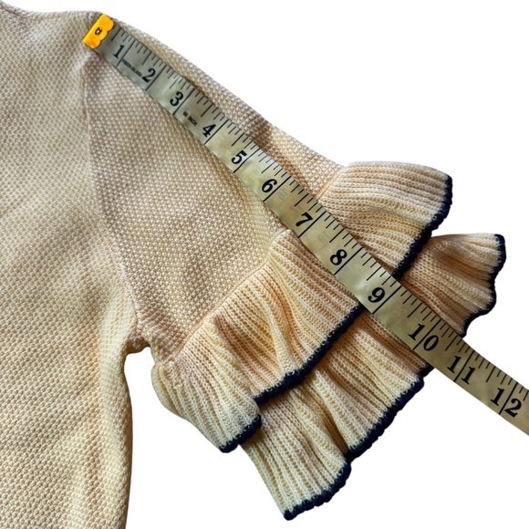 Ann Taylor Butter Yellow Ruffle Short Sleeve Lightweight Small Petite Sweater - Picture 5 of 7